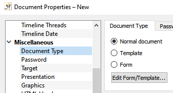 Document Type dialog