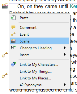 Adding a scene through the context menu