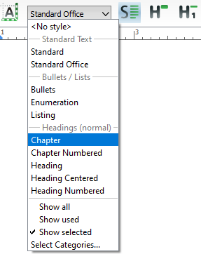 Styles dropdown list