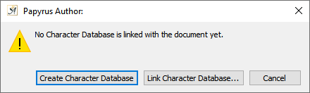 Create My Characters database message