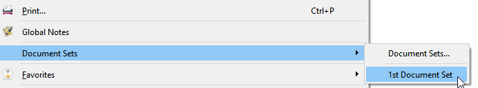 Document sets from the File menu