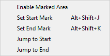 Text mark area menu