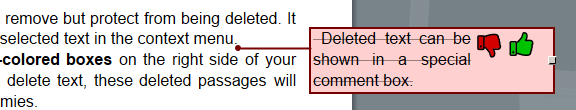 Track changes deleted text