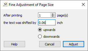 Fine adjustment of paper size dialog
