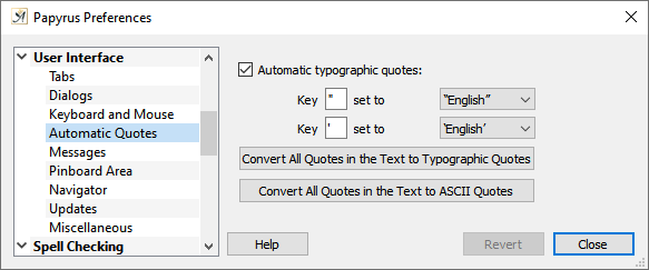 Preferences automatic quotes dialog