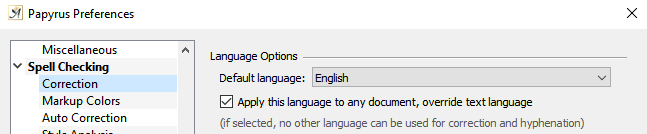 Preferences default language setting