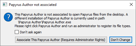 Papyrus Author register message