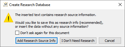 Create research database message