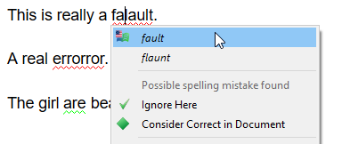 Spellcheck context menu