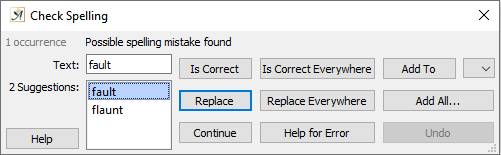 Spell check dialog