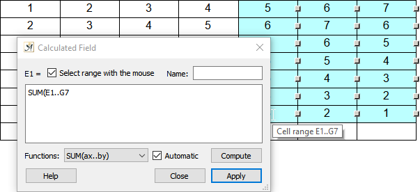 Table calculate cells