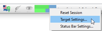 Target status toolbar menu