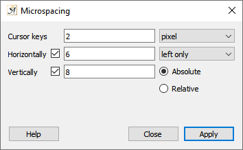 Text microspacing dialog