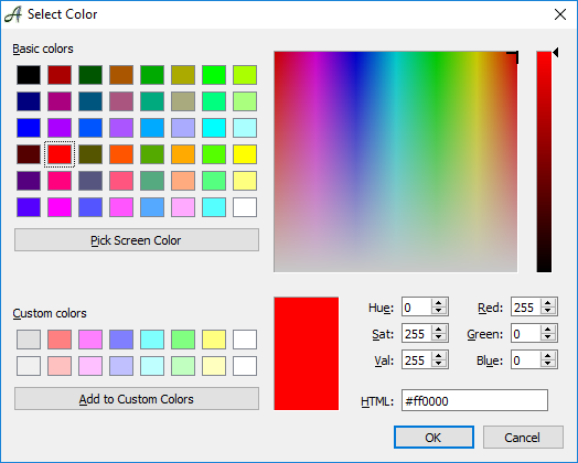 Colors for Documents, Text, Graphic Objects, Etc.