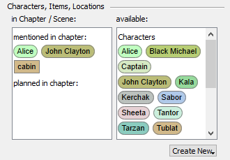 Organizer planning characters