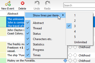 Organizer context menu