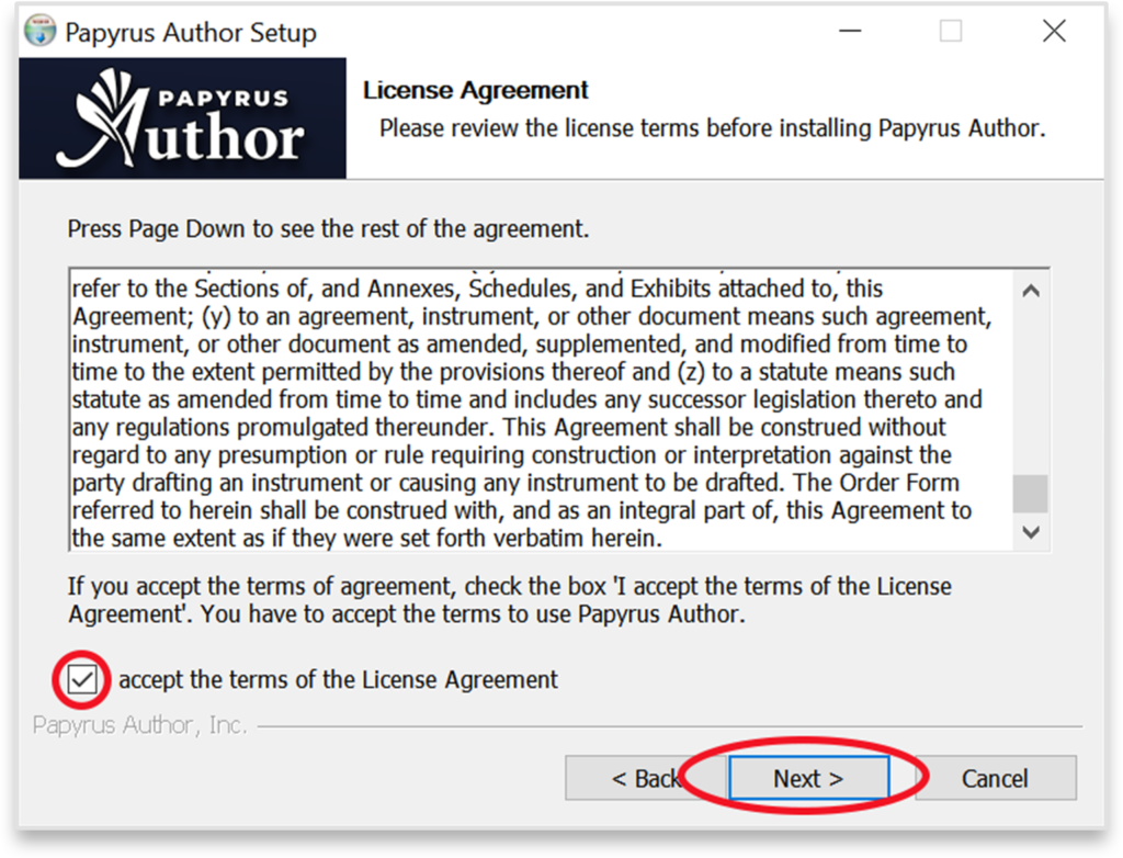 The Licence Agreement of Papyrus Author