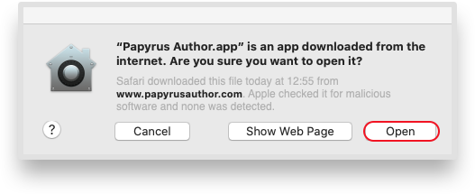 Mac verification to run Papyrus Author