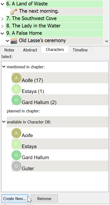 access characters in the Navigator